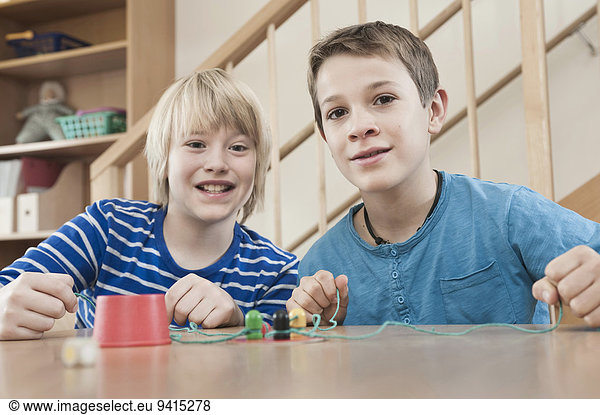 Portrait of two playing boys
