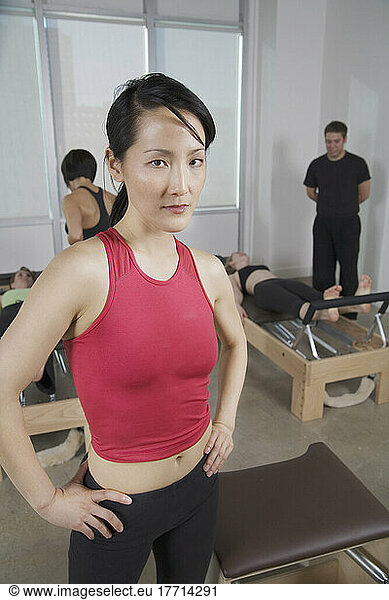 Portrait Of Woman In Pilates Gym