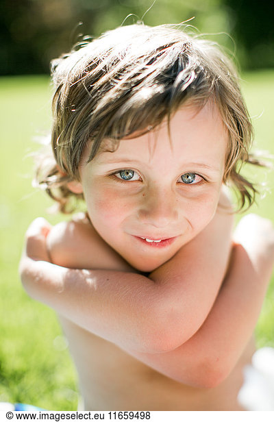 Portrait of young boy  outdoors  close-up