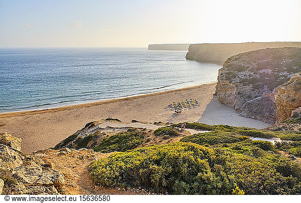 Portugal  Algarve  Sagres  Beliche sandy beach at sunrise