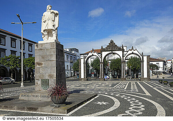 Portugal  Azores  Ponta Delgada  Monument of Goncalo Velho Cabral - explorer and commander in Military Order of Christ