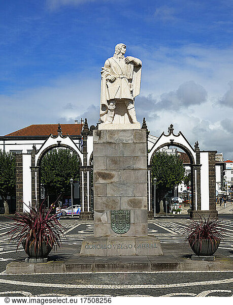 Portugal  Azores  Ponta Delgada  Monument of Goncalo Velho Cabral - explorer and commander in Military Order of Christ