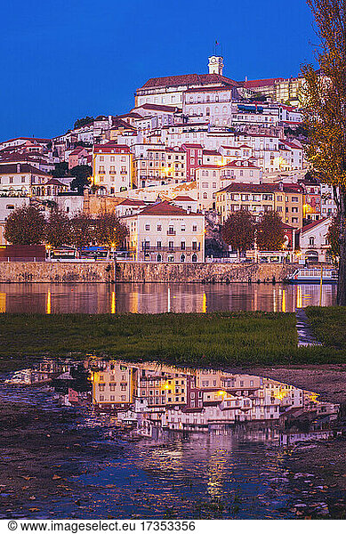Portugal  Centro Region  Coimbra  Buildings reflecting in water
