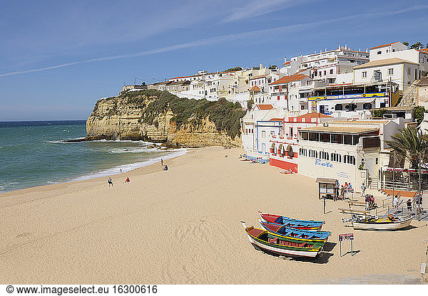 Portugal  Lagos  Faro  View of Carvoeiro with beach