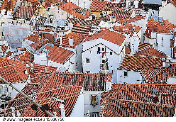 Portugal  Lisbon  Alfama  high angle view of rooftops