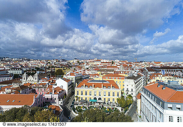 Portugal  Lisbon  High angle view of apartment buildings