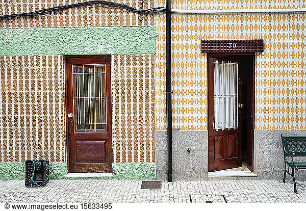 Portugal  Porto  Afurada  Two traditional house facades seen during daytime