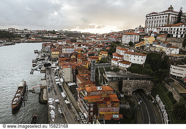 Portugal  Porto  Riverside city at dusk