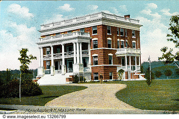 Postcard depicting the Manchester New Hampshire  Masonic home 1923