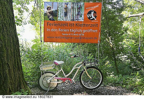 Poster Holiday Time is Climbing Time  Bicycle  Forest Ropes Course  Climbing Park  High Ropes Course  Climbing  Leisure  Wallenhausen- Weißenhorn  Bavaria  Germany  Europe