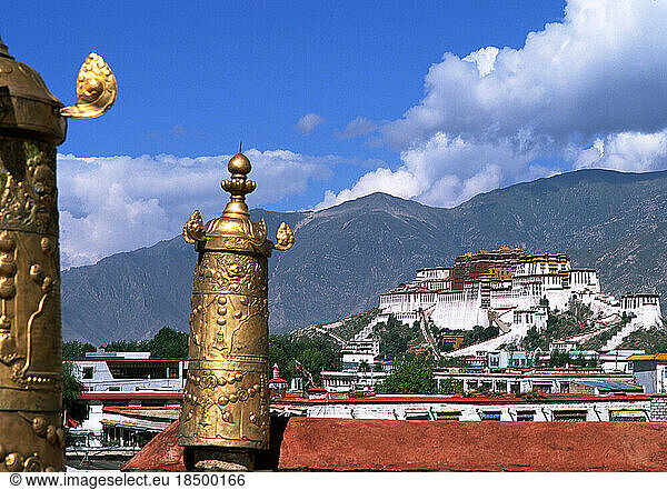 Potala Palace in Lhasa Tibet taken from Jokhang Temple and Monastery