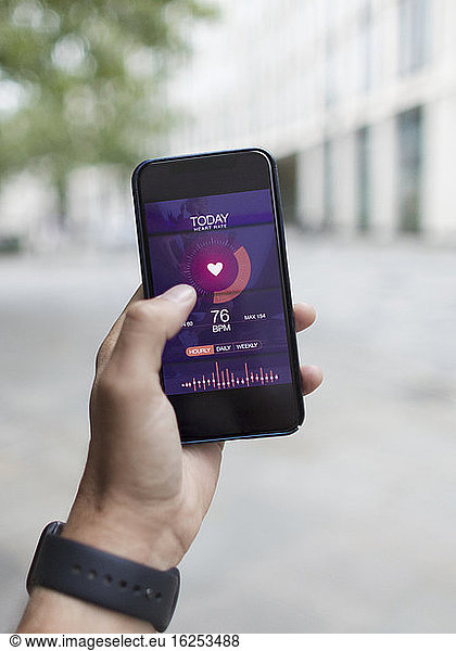 POV Smart phone health app on screen