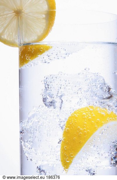 power drink  water with lemon  cut-out  white background