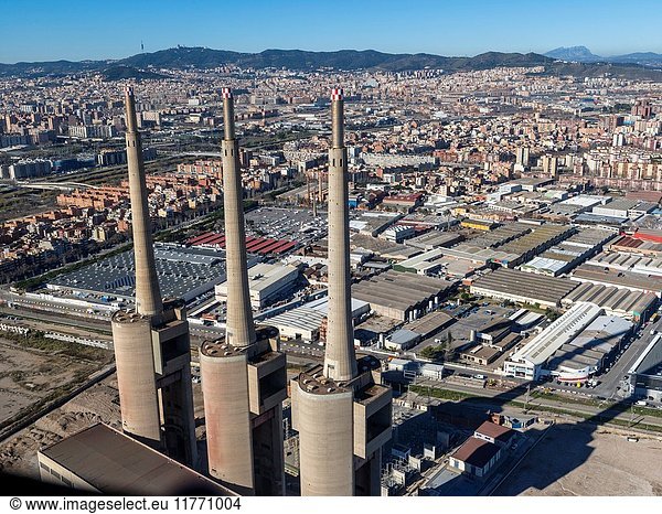 Power plant towers. Sant Adrià del Besòs. Spain.