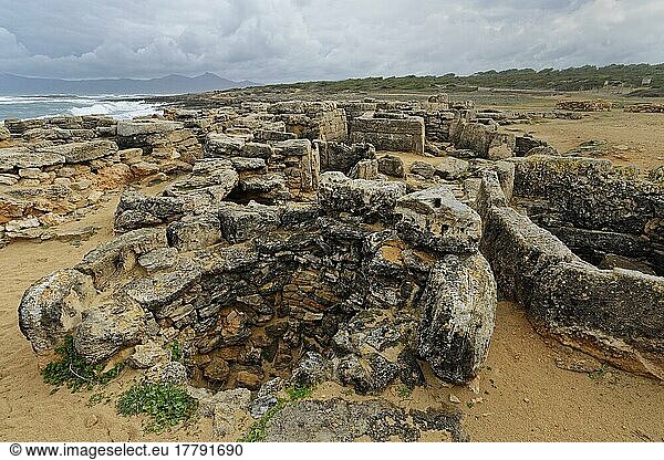 Prähistorische Nekropole (Graeber) talayotischer Kultur  Küste bei der Finca Son Real  Can Picafort  Mallorca  Balearen  Spanien  Europa
