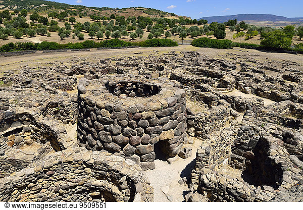 Prähistorische Siedlung  Nuraghe Su Nuraxi  Unesco Weltkulturerbe  bei Barumini  Provinz Medio Campidano  Sardinien  Italien  Europa