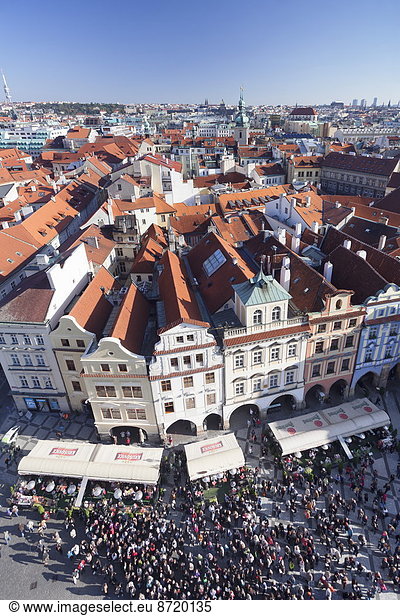 Prag  Hauptstadt  Europa  blicken  über  Halle  Stadt  Quadrat  Quadrate  quadratisch  quadratisches  quadratischer  Tschechische Republik  Tschechien  Ansicht  Böhmen  alt