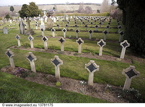 Pre 1940 Naval burial ground cemetery  with many graves and memorials from HMS Ganges  Shotley  Suffolk