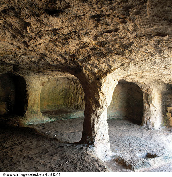 Prehistoric cave. Cala Morell. Minorca. Balearic Islands. Spain