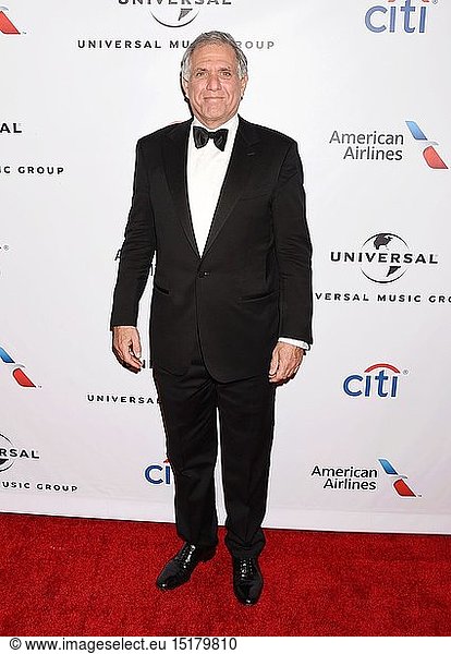 President and CEO of CBS Leslie Moonves arrives at Universal Music Group's 2016 GRAMMY After Party at The Theatre At The Ace Hotel on February 15  2016 in Los Angeles