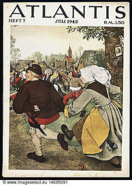 press / media  journals / magazines  'Atlantis'  14th volume  number 7  Berlin  July 1942  title  Flemish peasant's wedding  detail from the painting by Pieter Bruegel the Elder