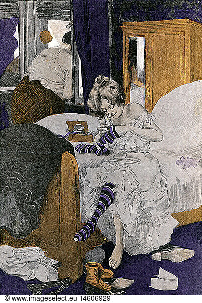 press/media  magazines  'Simplicissimus'  Munich  caricature  'On the honeymoon'  drawing by Ferdinand von Reznicek  circa 1895