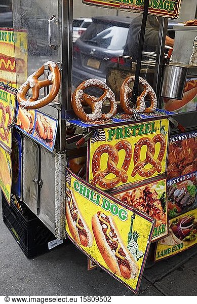Pretzel snack at Times Square  Manhattan  New York City  New York State  USA  North America