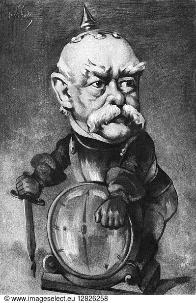 PRINCE OTTO von BISMARCK (1815-1898). Prince Otto von Bismarck-Schonhausen. Prussian statesman. Gravure after a painted caricature by André Gill (1840-1885).