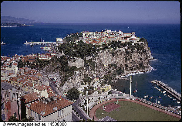 Prince's Palace and Mediterranean Sea  Monaco-Ville  Monaco  1961