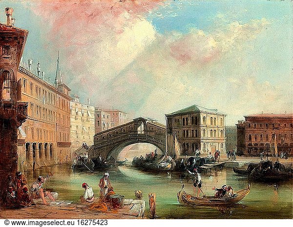 Pritchett Edward - die Rialtobrücke Venedig 2 - Britische Schule - 19. Jahrhundert.