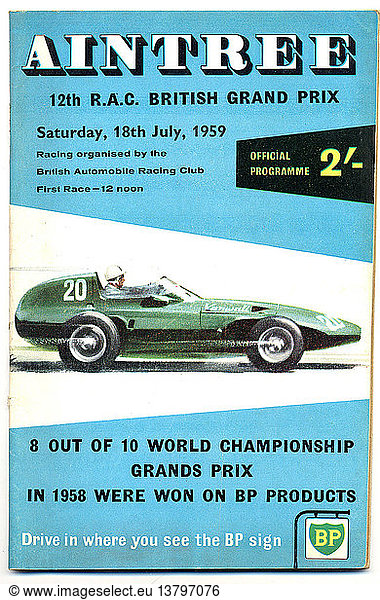 Programm des britischen GP 1959.
