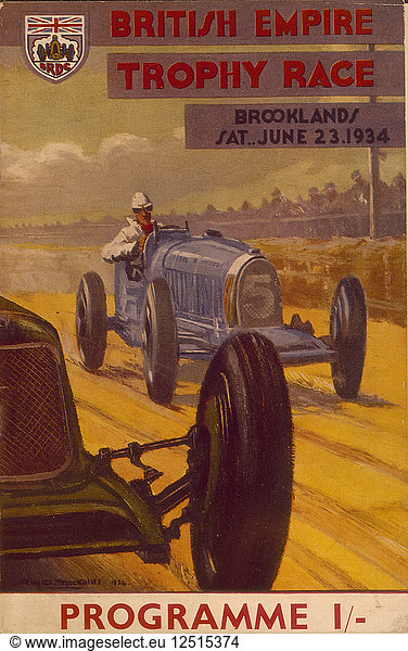 Programm für das British Empire Trophy Race  Brooklands  1934. Künstler: Unbekannt