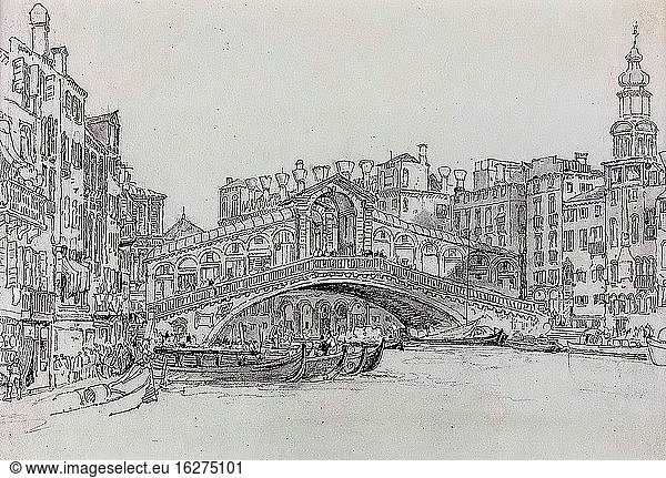 Prout Samuel - das Rialto Venedig 1 - Britische Schule - 19. Jahrhundert.