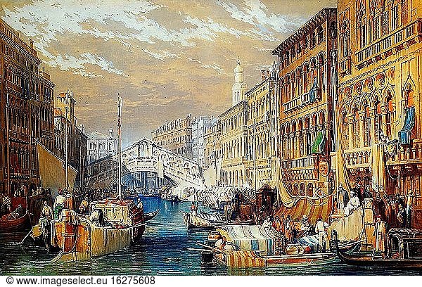 Prout Samuel - das Rialto Venedig 2 - Britische Schule - 19. Jahrhundert.