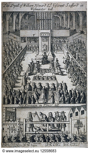 Prozess und Hinrichtung von Viscount Stafford  London  1680. Künstler: Anon