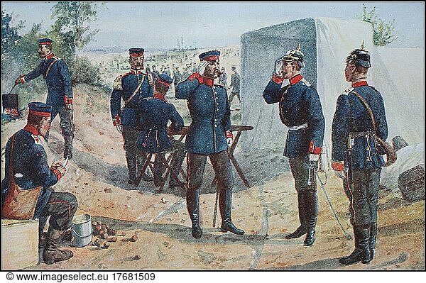 Prussian Army  Guard  officers' tent in bivouac  Germany  Infantry  ca 1900  digitally restored reproduction from a 19th century original  exact date unknown  Europe