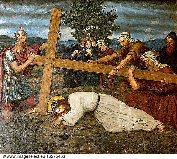 Prynne Edward Arthur Fellowes - Jesus Falls the Third Time - Britische Schule - 19. Jahrhundert.
