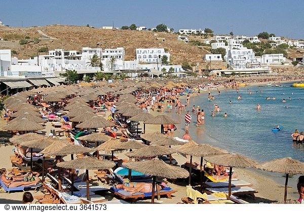 Psarou beach Mykonos part of the Cyclades in the Aegean See Greece