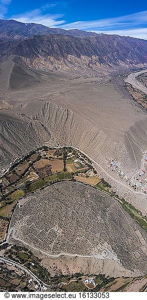 Pucara de Tilcara  Tilcara  Quebrada de Humahuaca  Jujuy  Luftaufnahme  Argentinien  Südamerika  Amerika.
