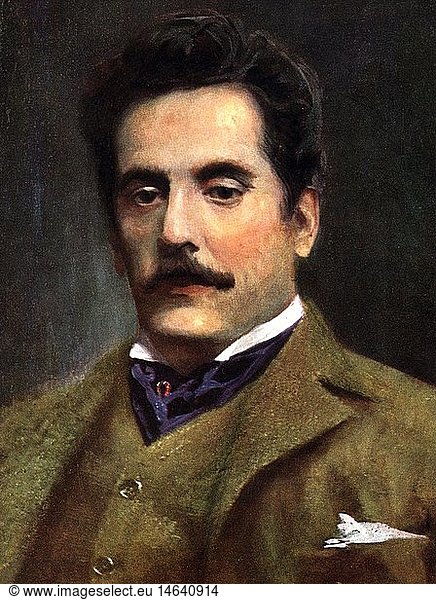 Puccini  Giacomo  22.12.1858 - 29.11.1924  ital. Komponist  Portrait  nach GemÃ¤lde  um 1900
