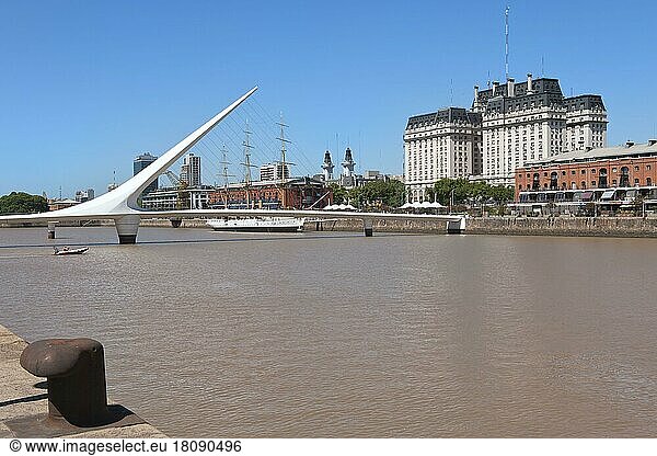 Puente de la Mujer  Bridge of Women  Puerto Madero  Buenos Aires  Argentina  South America