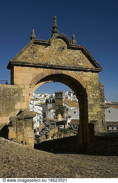 Puerta de Felipe V  Gate of Philip V  City of Ronda  Andalusia  Spain  Europe
