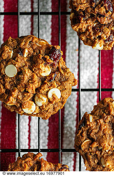 Pumpkin Oatmeal Cookies with White Chocolate Chips And Cranberries