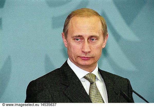 Putin  Wladimir  * 7.10.1952  russ. Politiker  PrÃ¤sident seit 2000  Portrait  Besuch in Berlin  15.6.2000 Putin, Wladimir, * 7.10.1952, russ. Politiker, PrÃ¤sident seit 2000, Portrait, Besuch in Berlin, 15.6.2000,