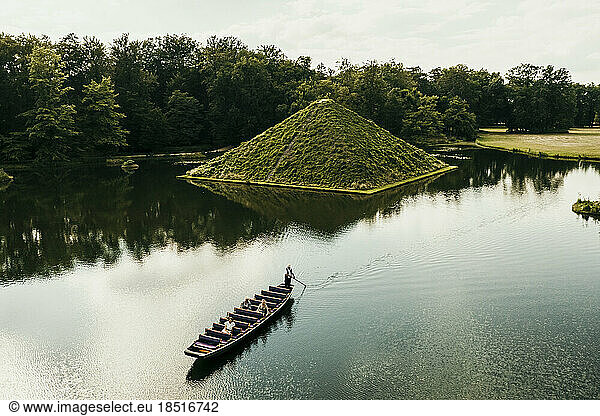 Pyramid in lake of Park Branitz  Cottbus  Germany