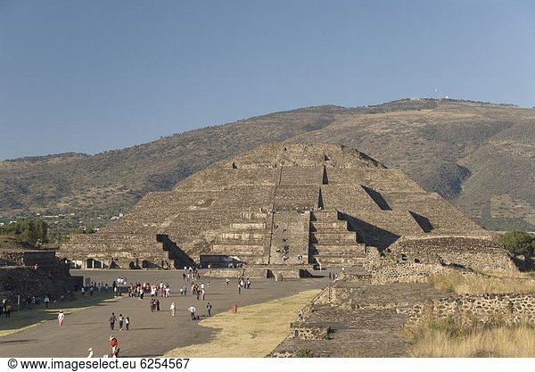 pyramidenförmig Pyramide Pyramiden Hintergrund Nordamerika Mond Mexiko UNESCO-Welterbe Allee Pyramide