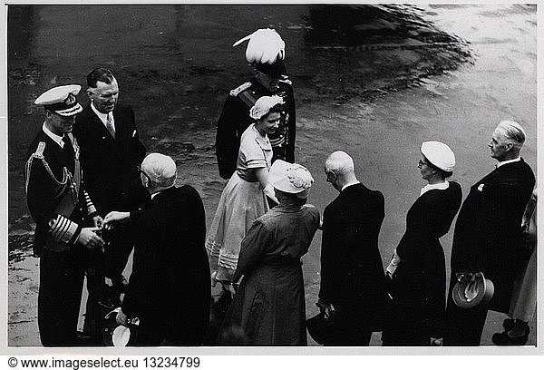 Queen Elizabeth II Arriving (on the SS Gothic) at Auckland  New Zealand