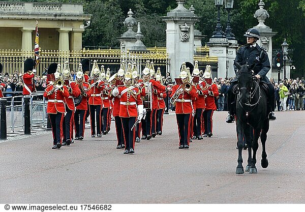 Queen's Guard  Changing the Guard  Changing of the Guard in front of Buckingham Palace  London  London Region  England  United Kingdom  Europe