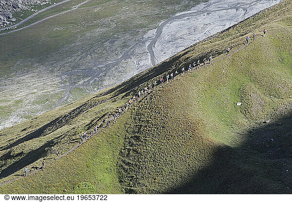 Queue of trail runners