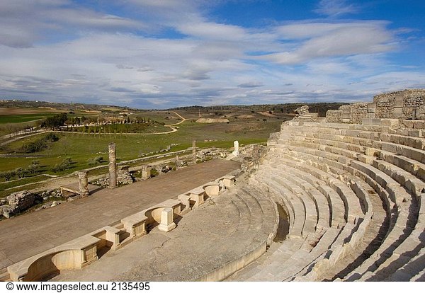 Römische Stadt. Archäologische Stätte von Segóbriga. Saelices. Provinz Cuenca Kastilien-La Mancha. Spanien